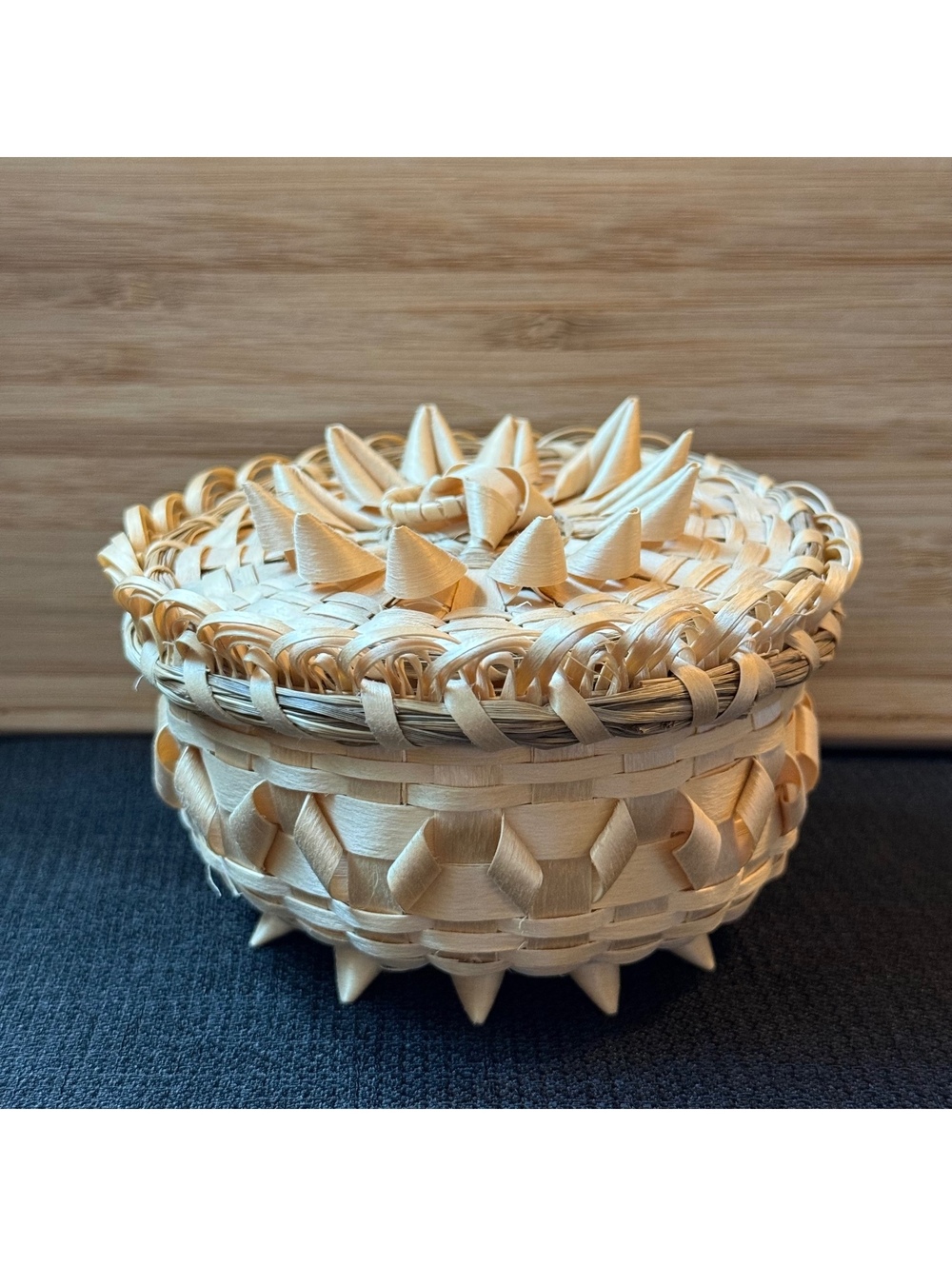 2008 Signed LTBB Odawa Black Ash Fancy Basket Thunderbird Porcupine Curl Weave